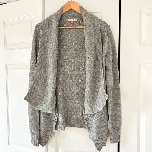 English Laundry Gray Open Front Cardigan Sweater Knit Drape Shawl Collar Medium - Picture 1 of 6